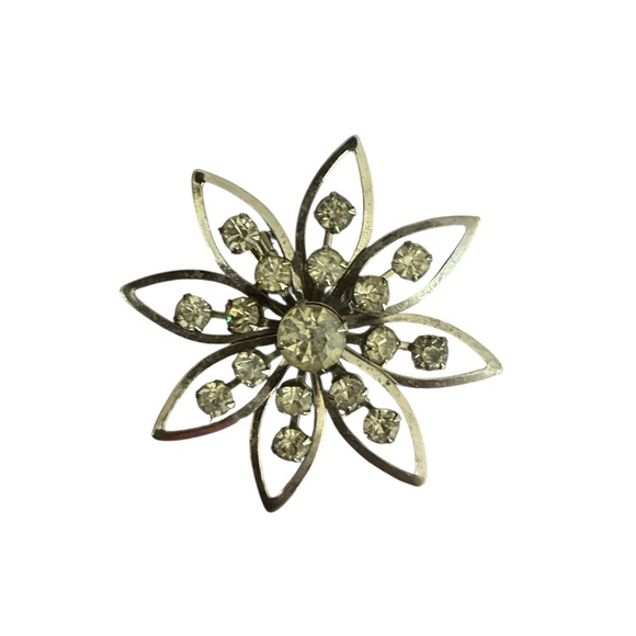 Vintage Jewelry - ✨ 3/$15 ✨ Silver Floral Brooch with Rhinestones